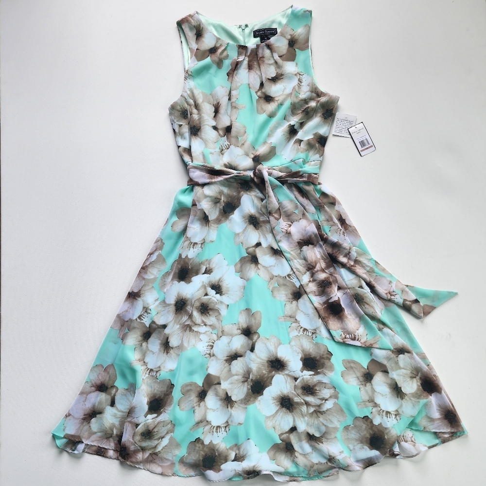 Jessica Howard Dress Missy Mint Green Floral Size 12